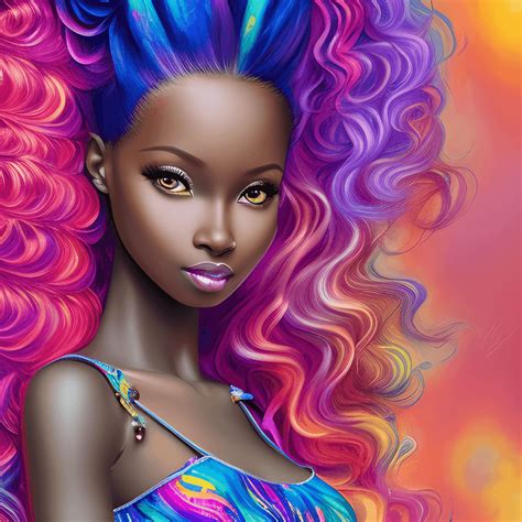 Intricately Rendered Dark Skin Goddess Barbie Style · Creative Fabrica