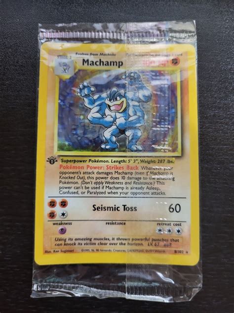 Mavin Original Seal First Edition Machamp Holographic Pokemon Card