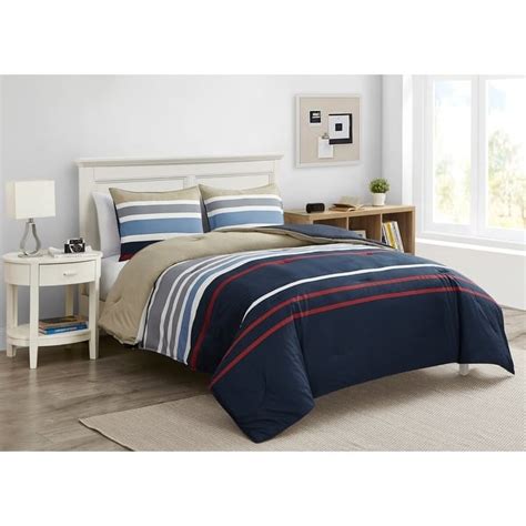 Nautica Bradford Reversible Cotton Navy Comforter Set Bed Bath