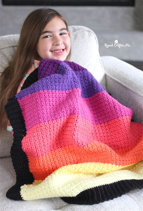 Crochet Sunset Blanket Repeat Crafter Me