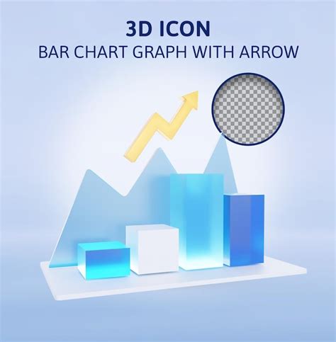 Gráfico de gráfico de barras ilustração de renderização 3d de seta