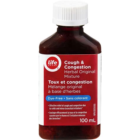 Herbal Cough & Congestion Relief - Life Brand Dye-Free Mixture for