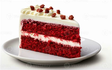Red Velvet Cake Slice On A White Background Generative By Ai 29507757