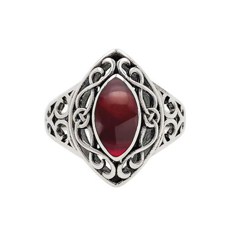 Celtic Vintage Ring With Garnet Irish Handmade Celtic Ring