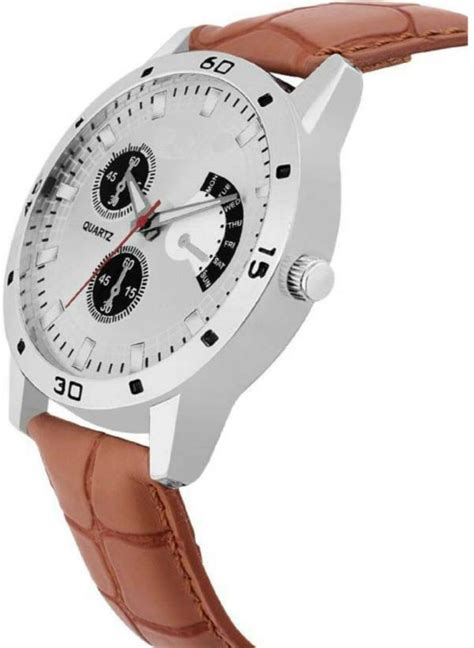 Bolun Analog Silver Dial Brown Strap Watch For Men - JioMart