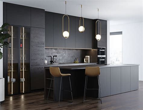 Black modern kitchen 3D model | CGTrader