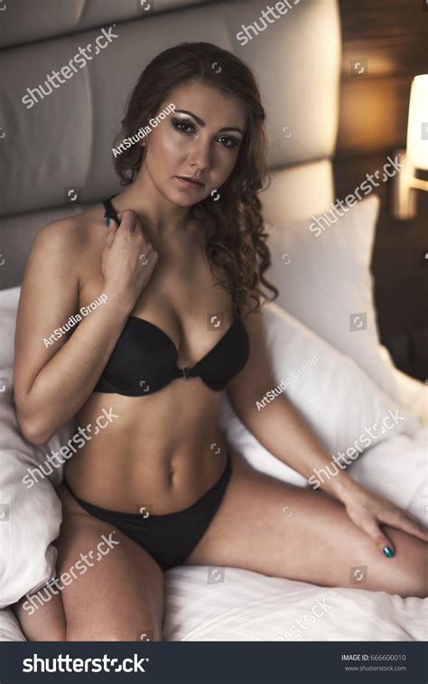 Sexy Beautiful Brunette Woman Black Lingerie Stock Photo 666600010 Shutterstock