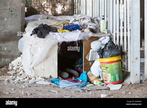 A Homeless Person Sleeps In A Makeshift Shack Cape Town South Africa
