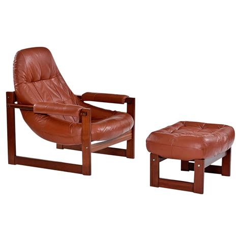 Rosewood And Cognac Leather Mp Earth Chair And Ottoman By