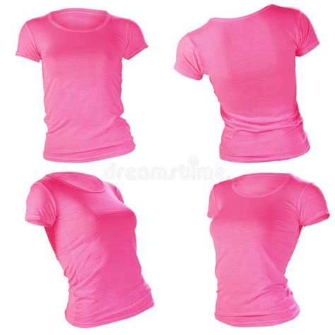 Women S Blank Pink T-shirt Template Stock Photo - Image of pink, sleeve ...