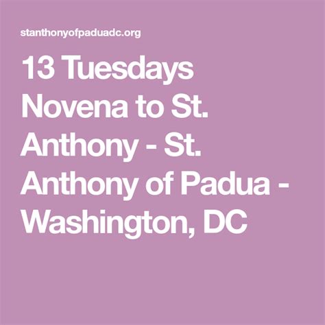 Tuesdays Novena To St Anthony St Anthony Of Padua Washington