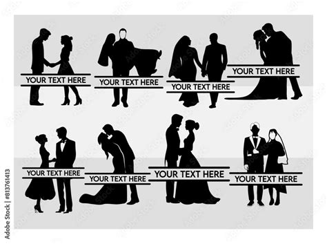 Wedding Couple Svg Wedding Couple Silhouette Couple Split Monogram