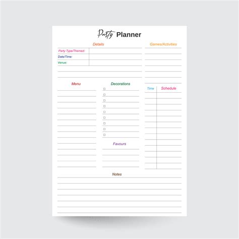 Party Planner Event Planner Guest List Tracker Minimalist Party Planner