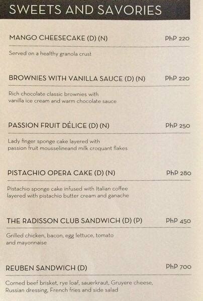 Menu At Dilmah T Bar Cebu City