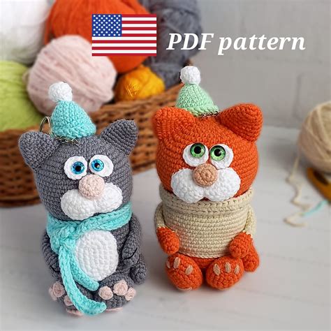 Keychain Cat Crochet Pattern Printable Pdf Amigurumi Today Shop