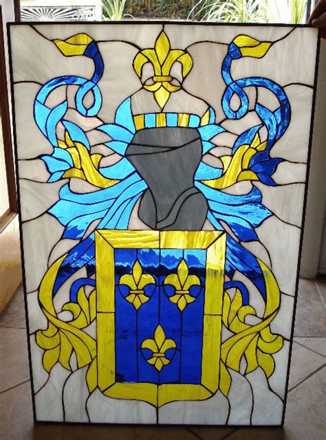 Coat Of Arms Stained Glass Window Panel Hangings Personalized With