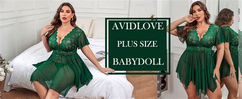 Amazon Avidlove Plus Size Babydoll Lingerie For Women Sheer Lace Chemise V Neck Mesh