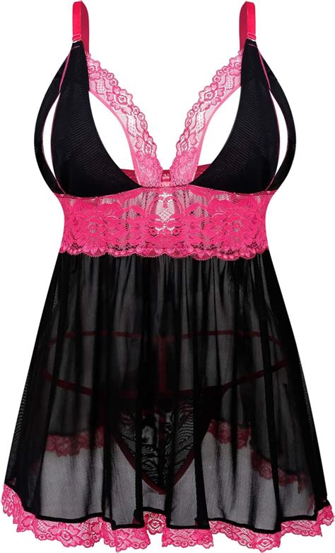Donnalla Women Plus Size Lingerie Set Sexy Lace Babydoll Lingerie Dress Chemise Sleepwear With