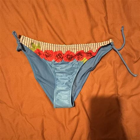 Y2k Deadstock Bikini Bottoms With Red Rhinestone Depop