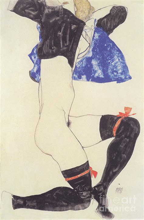 Lying Half Naked With Black Stockings 1913 By Egon Schiele Digital Art By Adele Kheil Pixels