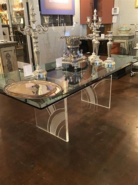 Glass Lucite Vintage Dining Table For Sale At 1stdibs