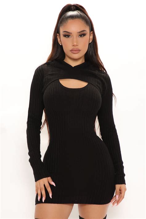 No Rules Sweater Mini Dress Set Black Fashion Nova Dresses