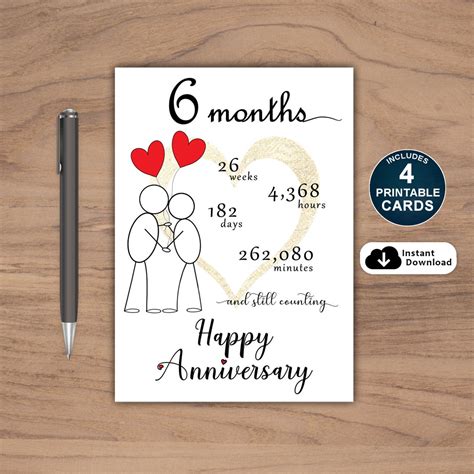 month anniversary card printable printable anniversary card