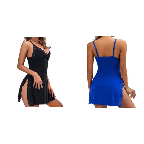 2 Pack Lingerie Modert Jammies Strappy Jammies Baby Jammies Button Down Nightgowns For Women