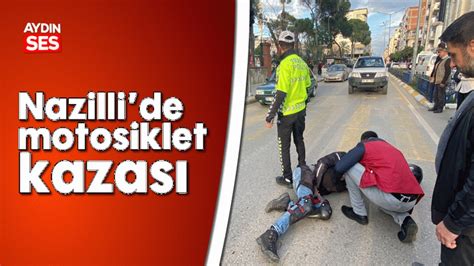 Nazillide motosikletli kurye trafikçilerin önünde kaza yaptı Aydın