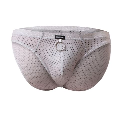 Kpoplk Mens Lace Back Bikini Underpants Soft Pouch Enhancing G String Underwear Grey XXL