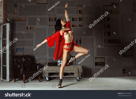 Sexy Dancer Red Lingerie Striking Pose Stock Photo 474479233 Shutterstock