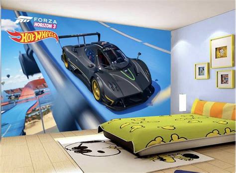 Papel de Parede Auto Colante Infantil Hot Wheels Forza Eagle Decorações