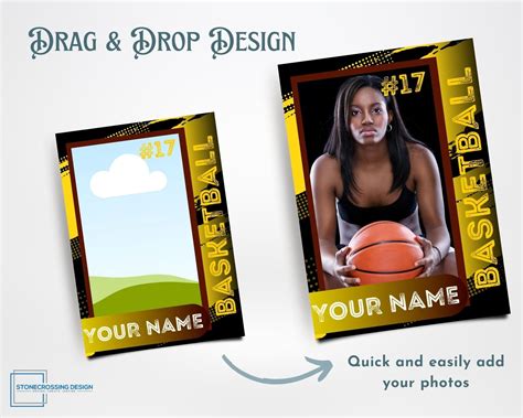 Basketball Trading Card Template Trading Card Template Canva Template Editable Trading Card