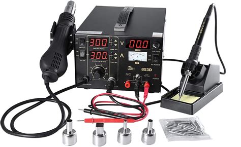 Buy Soldering Iron Station Hot Air 3in1 SMD Rework Solder Desoldering Station 853D Black Online