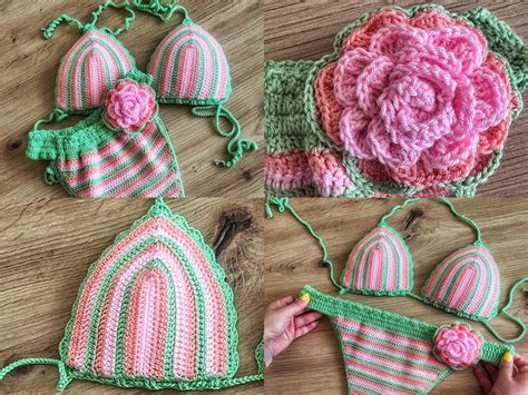 Colourful Crochet Bikini Set Crochet Swim Suit Bohemian Bikini Brazilian Bikini Floral Cover