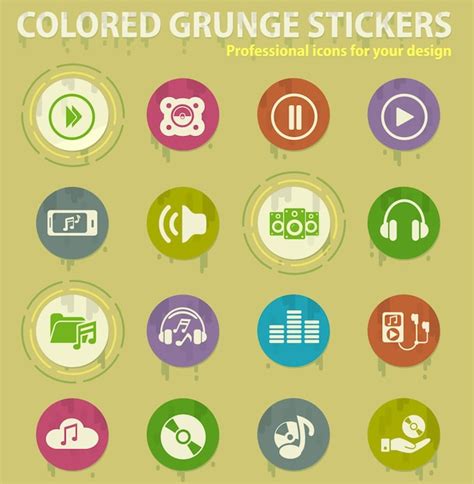 Premium Vector Digital Music Colored Grunge Icons