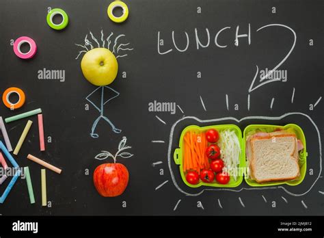 Drawing Blackboard Showing Lunch Time Stock Photo Alamy