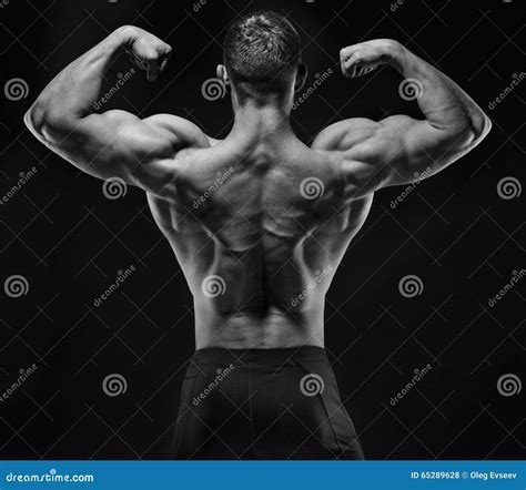 Muscular Man In Studio Show His Back Stock Photo Image Of Naked Athlete 65289628