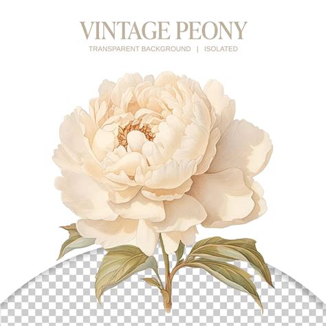 Premium Psd Vintage Peony Flower Illustration With Transparent Background