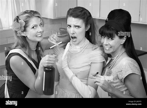 Woman Women Lady Female Brown Brownish Brunette Threesome Three Blonde Stock Photo Alamy