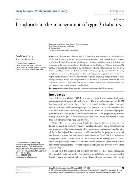 Pdf Liraglutide In The Management Of Type 2 Diabetes