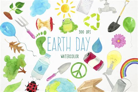 Watercolor Earth Day Clipart Graphic By Paulaparaula Creative Fabrica