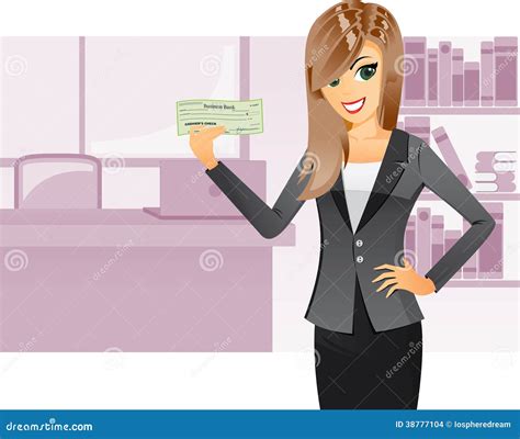 Business Girl Holding Cashier Check Stock Vector Image 38777104