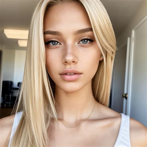 Medium Shot Editorial Front Photo Of Yo Woman Blonde Hair Slim Latinas Sweetheart