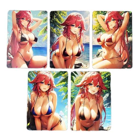 Pcs Set Genshin Impact Acg Sexy Girl Animation Characters Swimsuit Bikini Yae Miko Flash Card