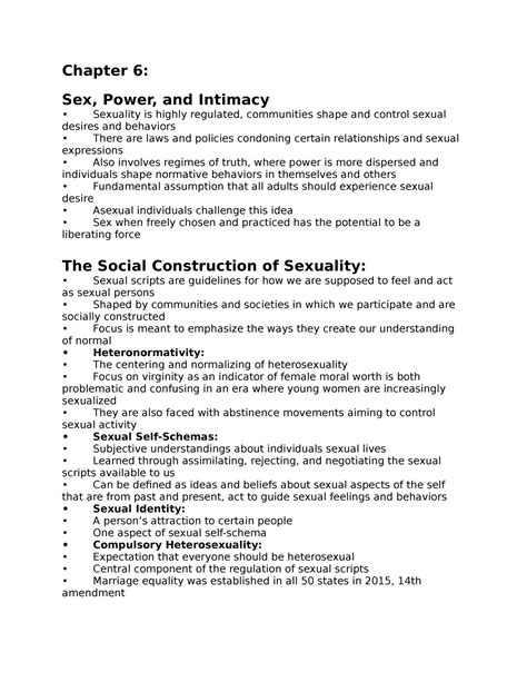 Chapter 6 Sex Power And Intimacy Chapter 6 Sex Power And