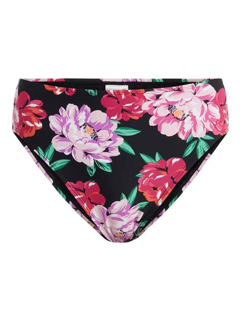 Time And Tru Floral Women S High Waisted Cheeky Bikini Bottoms Sizes Xs X Walmart