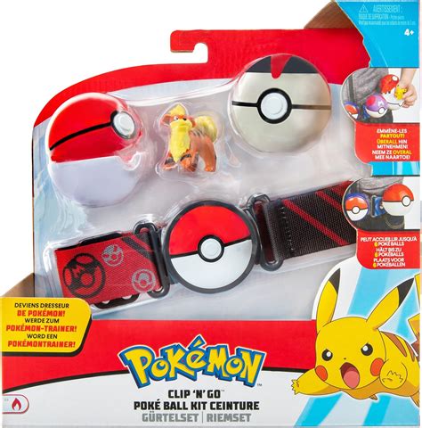 WCT Ceinture De Balle Pokemon Clip N Go Avec Figurine Growlithe Et 2