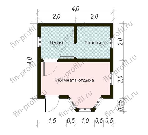 Баня 4 на 5 одноэтажная «Красотка»: проект планировка и цена