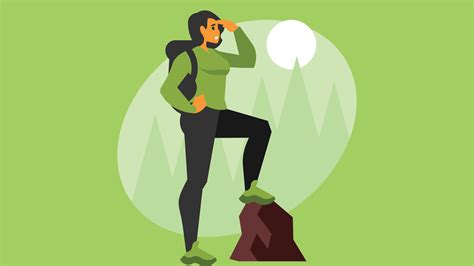 female character doing hiking in nature forest 46442316 Vector Art at ...